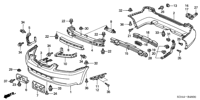 2004 Honda Accord Base, Front License Plate Diagram for 71145-SDC-A00