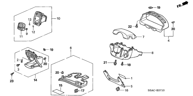 2005 Honda Civic Instrument Panel Garnish (Driver Side) Diagram