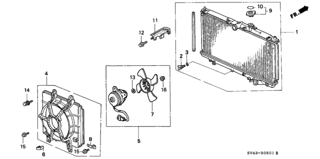 1995 Honda Accord Radiator (Toyo) Diagram for 19010-P0A-004