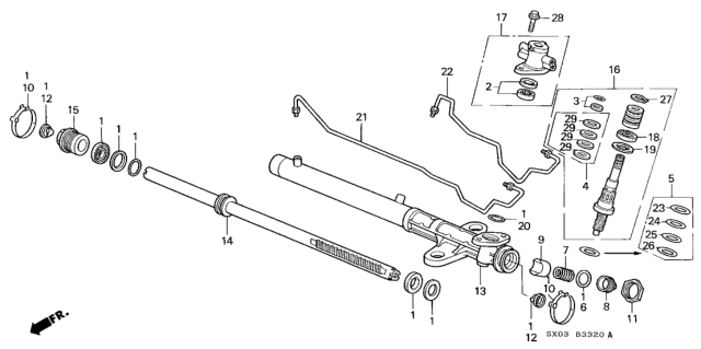 1998 Honda Odyssey 5 Door LX (6 SEATS) KA 4AT P.S. Gear Box Components Diagram