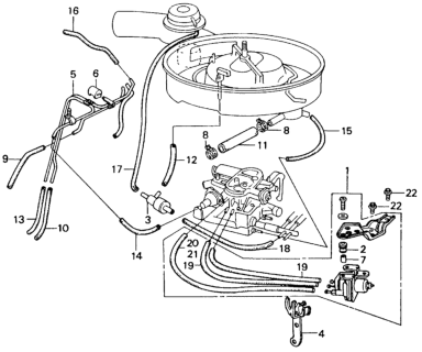 1981 Honda Civic 4 Door ** (1500) KH HMT Tubing Air Cleaner Diagram