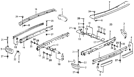 1977 Honda Accord 3 Door STD KH HMT Bumper Diagram