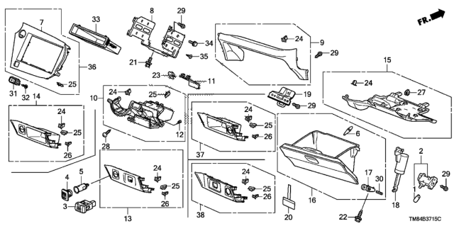 2013 Honda Insight Instrument Panel Garnish (Passenger Side) Diagram