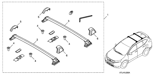 2017 Honda CR-V 5 Door 24LX (2WD/INDIANA) KA CVT Roof Rack Diagram