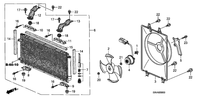 2008 Honda Pilot 5 Door EX (2WD) KA 5AT A/C Condenser Diagram