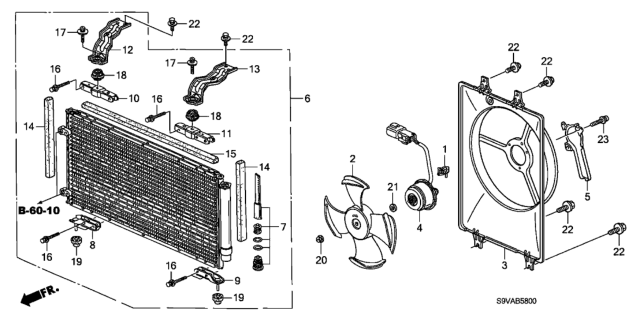 2008 Honda Pilot Protector, Fan Motor Diagram for 38619-RDJ-A00