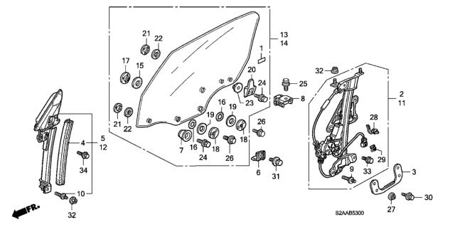 2009 Honda S2000 Door Windows - Regulator Diagram