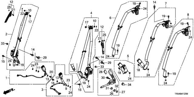 2013 Honda Civic 4 Door GX (NAVIGATION) KA 5AT Seat Belts Diagram