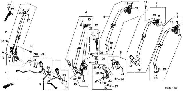 2013 Honda Civic Buckle Set, L. RR. Seat Belt *NH167L* (GRAPHITE BLACK) Diagram for 04826-TR5-A00ZC