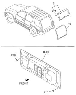 1998 Honda Passport Glass Tail Gate Diagram for 8-97251-753-1