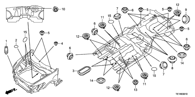 2012 Honda Accord 2 Door EX KA 5MT Grommet (Front) Diagram