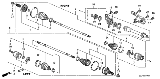 2006 Honda Ridgeline Driveshaft - Half Shaft Diagram