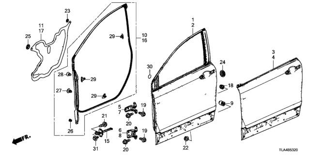 2018 Honda CR-V Seal, R. FR. Door Hole Diagram for 72321-TLA-A01