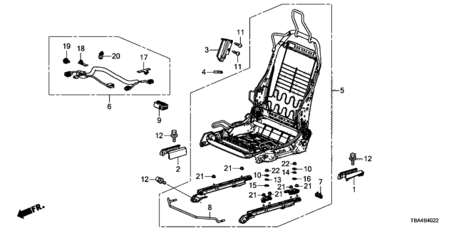 2017 Honda Civic Front Seat Components (Passenger Side) Diagram