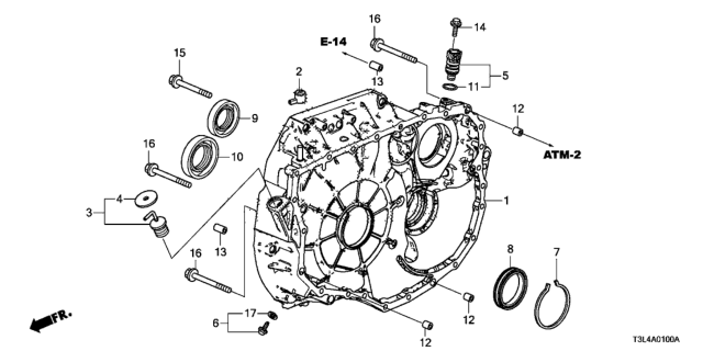 2013 Honda Accord 2 Door LX-S KL CVT AT Torque Converter Case (CVT) Diagram