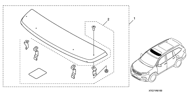 2016 Honda Pilot 5 Door EX-L (2WD/SENSING) KA 6AT Moonroof Visor Diagram