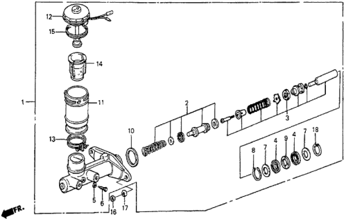 1985 Honda Prelude Master Cylinder Assembly Diagram for 46100-SA5-953