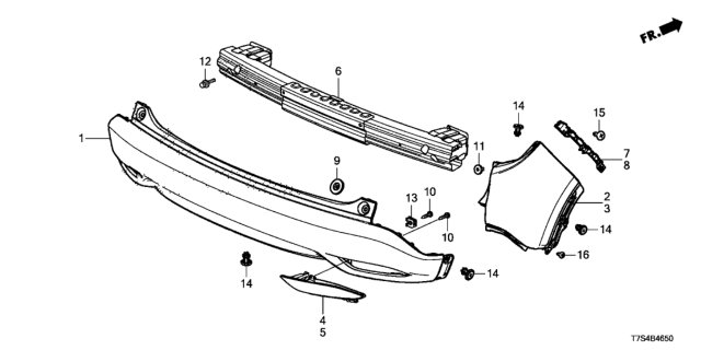 2017 Honda HR-V Face L, RR. Bumper Cor Diagram for 04718-T7W-A90ZZ