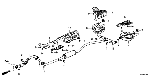 2016 Honda Civic Exhaust Pipe - Muffler Diagram