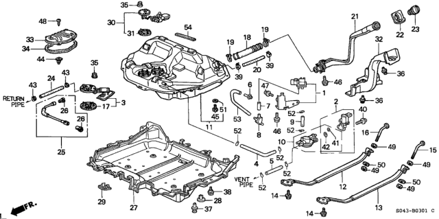 1997 Honda Civic Tank, Fuel Diagram for 17500-S02-L00