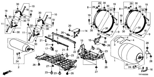 2017 Honda Clarity Fuel Cell Cover R Diagram for 17773-TRT-A00