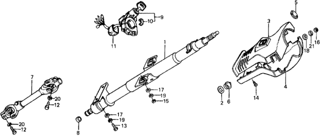 1976 Honda Civic Column Assembly Diagram for 53200-659-024