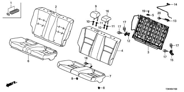 2017 Honda Accord 2 Door EX KA CVT Rear Seat Diagram