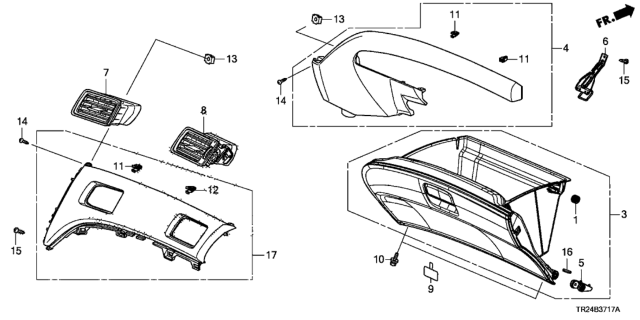 2015 Honda Civic Instrument Panel Garnish (Passenger Side) Diagram