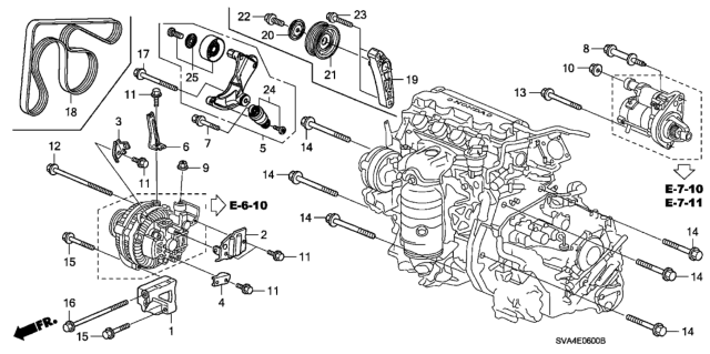 2006 Honda Civic Alternator Bracket (1.8L) Diagram