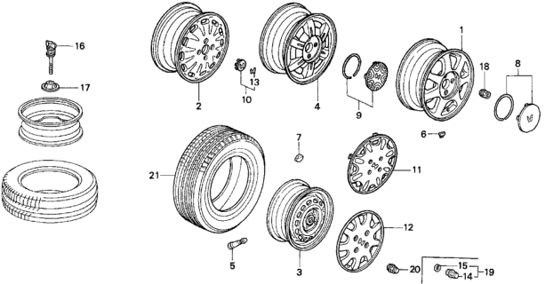 1994 Honda Accord Tire (P195/60R15) (88H) (M+S) (Michelin) Diagram for 42751-MIC-052