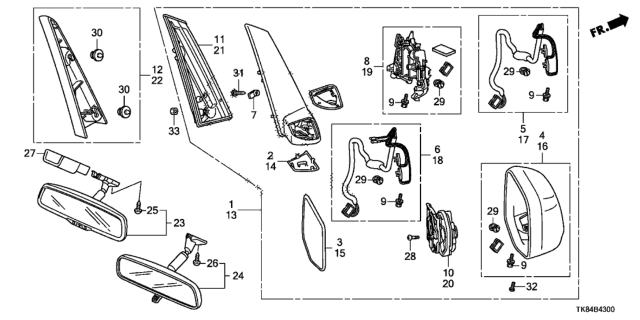 2011 Honda Odyssey Housing Set, L. *NH707* (FORMAL BLACK II) Diagram for 76255-TK8-A12ZA