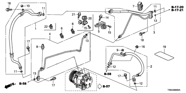 2013 Honda Fit 5 Door FIT (SAYAMA PLANT) KA 5MT A/C Hoses - Pipes Diagram