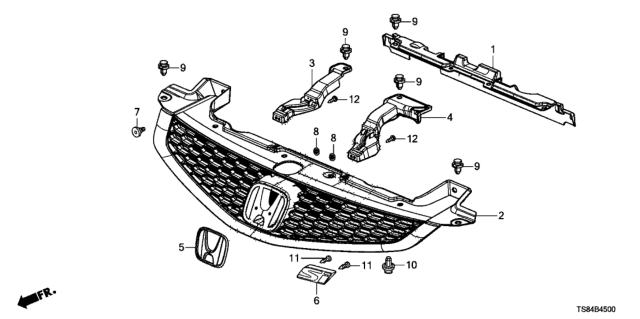 2012 Honda Civic Front Grille Diagram