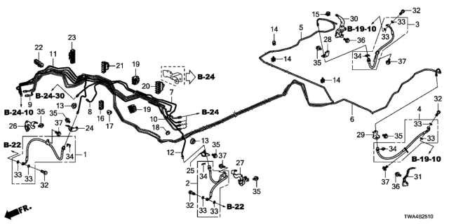 2019 Honda Accord Hybrid Pipe V, Brake Diagram for 46375-TWA-A00