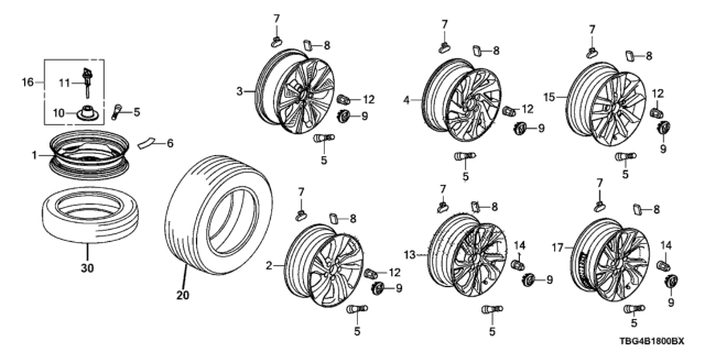 2019 Honda Civic Tire 235/40R18 Diagram for 42751-BRI-7022