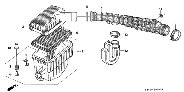 2001 Honda Accord Cover, Air Cleaner Diagram for 17211-PAA-A00