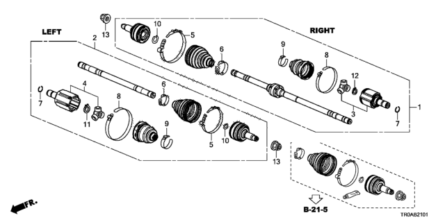 2013 Honda Civic 4 Door EX-L KA 5AT Driveshaft Diagram
