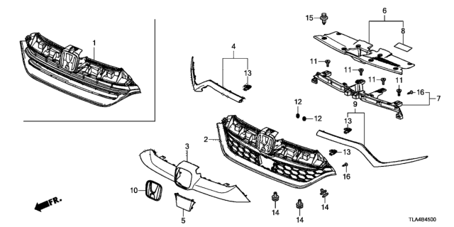 2017 Honda CR-V Cover, FR. Grille Radar Diagram for 71124-TLA-A00