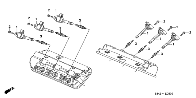 2002 Honda Accord 4 Door LX (V6) KA 4AT Ignition Coil - Spark Plug (V6) Diagram