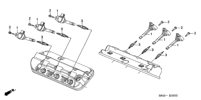 2002 Honda Accord Ignition Coil - Spark Plug (V6) Diagram