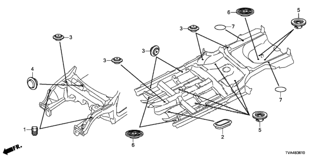 2019 Honda Accord Grommet (Front) Diagram