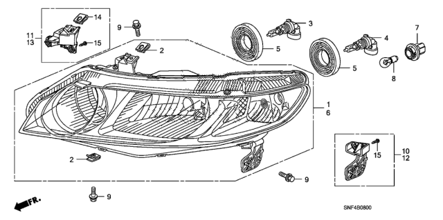 2009 Honda Civic 4 Door GX KA 5AT Headlight Diagram