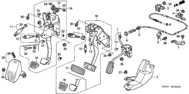 2002 Honda Civic Pedal Assy., Brake Diagram for 46600-S5F-A01