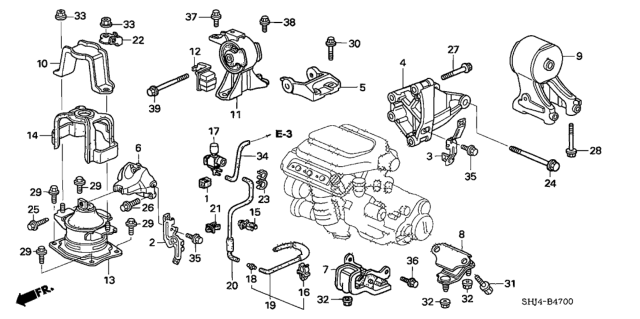 2006 Honda Odyssey Stay, Electronic Control Mounting Tube Diagram for 50935-SHJ-A02