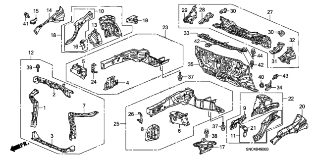 2011 Honda Civic Bracket Set, L. FR. Sub-Frame (FR) Diagram for 04616-SNC-A01ZZ