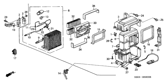 1998 Honda Prelude A/C Unit Diagram