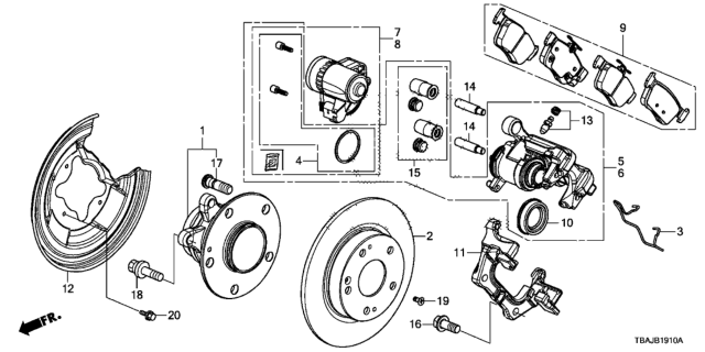 2018 Honda Civic Bearing Assembly, Rear Hub U Diagram for 42200-TBA-A02