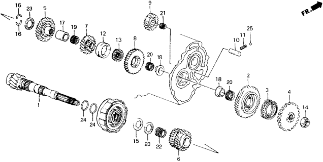 1989 Honda Accord AT Countershaft Diagram