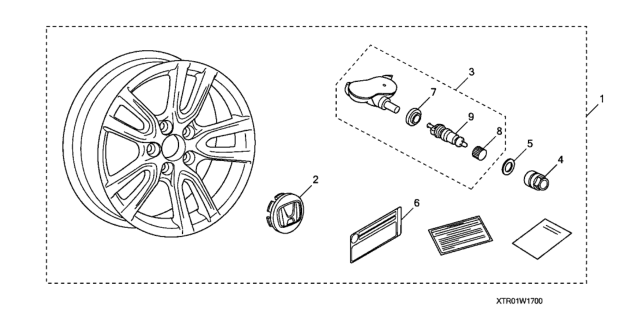 2012 Honda Civic 4 Door EX (NAVIGATION/HCM ENGINE) KA 5AT Alloy Wheel (17") Diagram