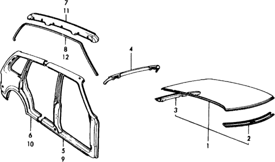 1977 Honda Civic Gutter, L. Roof Diagram for 70421-663-300ZZ